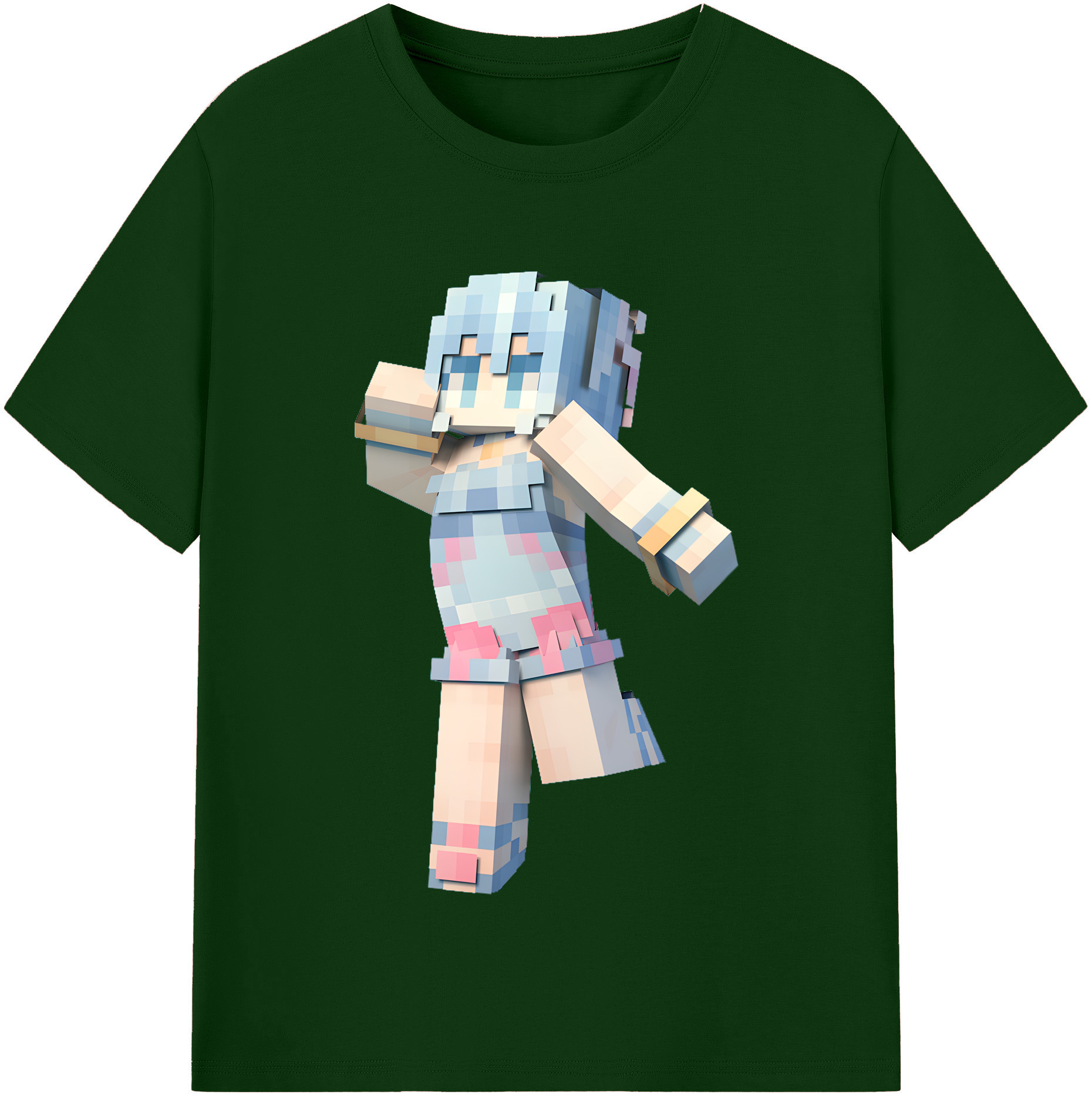 （画像用） マインクラフト ブロックの世界 Minecraft MC Block world 綿100％半袖Tシャツ（フロントプリント）